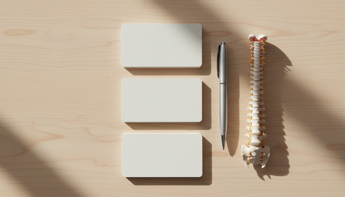 Indexed cards of Knoxville chiropractic offices on a desk